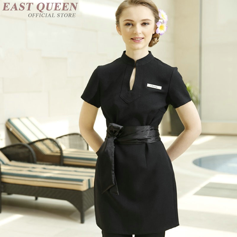 Uniforme de esteticista de masaje Spa para mujer, hermoso uniforme clínico de camarera de salón de belleza, vestido de mujer DD1395