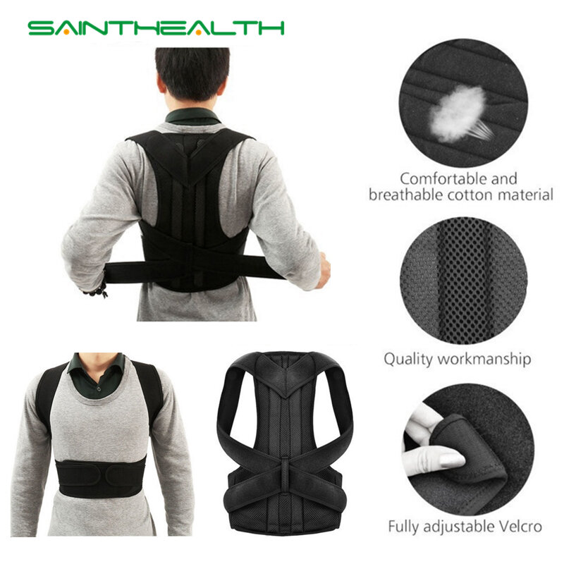 Unisex 조정 가능한 자세 교정기 어깨 뒤로 받침대 지원 통증 완화 요추 척추 지원 벨트 자세 교정