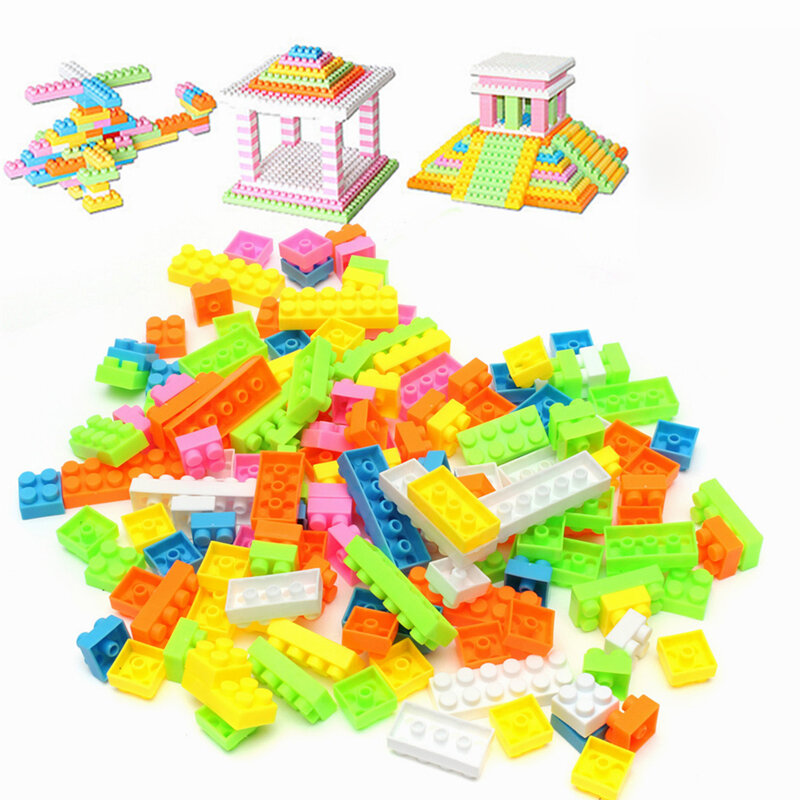 144 Pcs Kunststoff Bausteine Ziegel Kinder Kinder Pädagogisches Puzzle Spielzeug Modell Gebäude Kits für Kinder Geschenk
