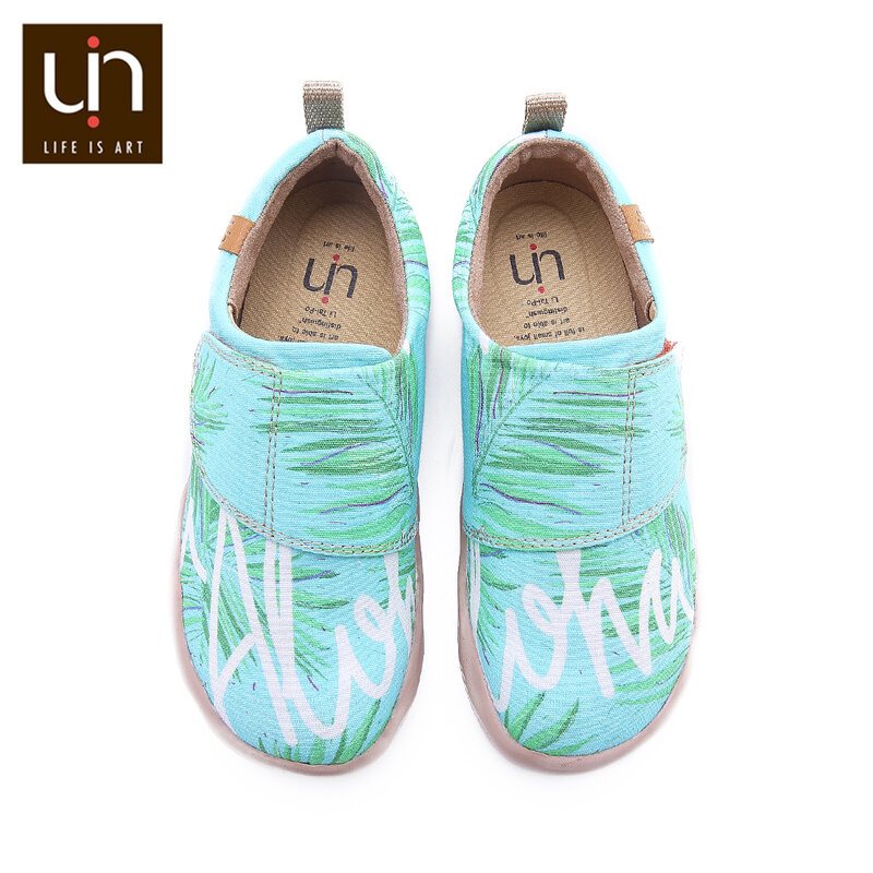 UIN-바다 바람 디자인 페인트 캐주얼 신발, 큰 아이 후크 & 루프 캔버스 플랫, 소년/소녀 편안한 야외 신발