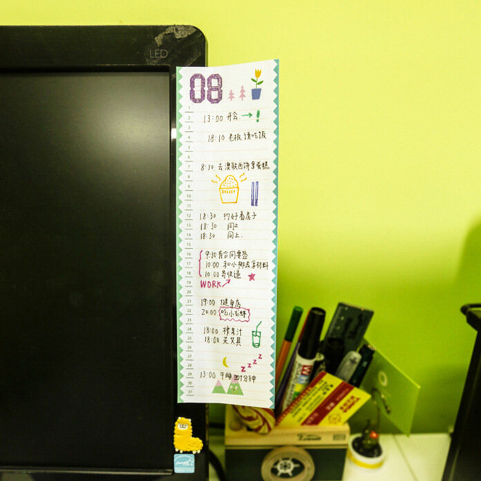 เดือนสะดวกสติกเกอร์เครื่องเขียนน่ารักกระดาษ Monitor Memo Board หน้าจอ Displaycan ฉีกขาดสมุดภาพ