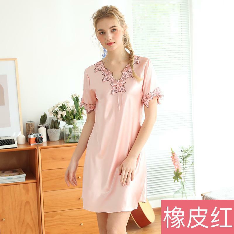 Женская домашняя пижама женская ночная сорочка, сексуальная модная домашняя одежда для сна и отдыха, атласная с коротким рукавом