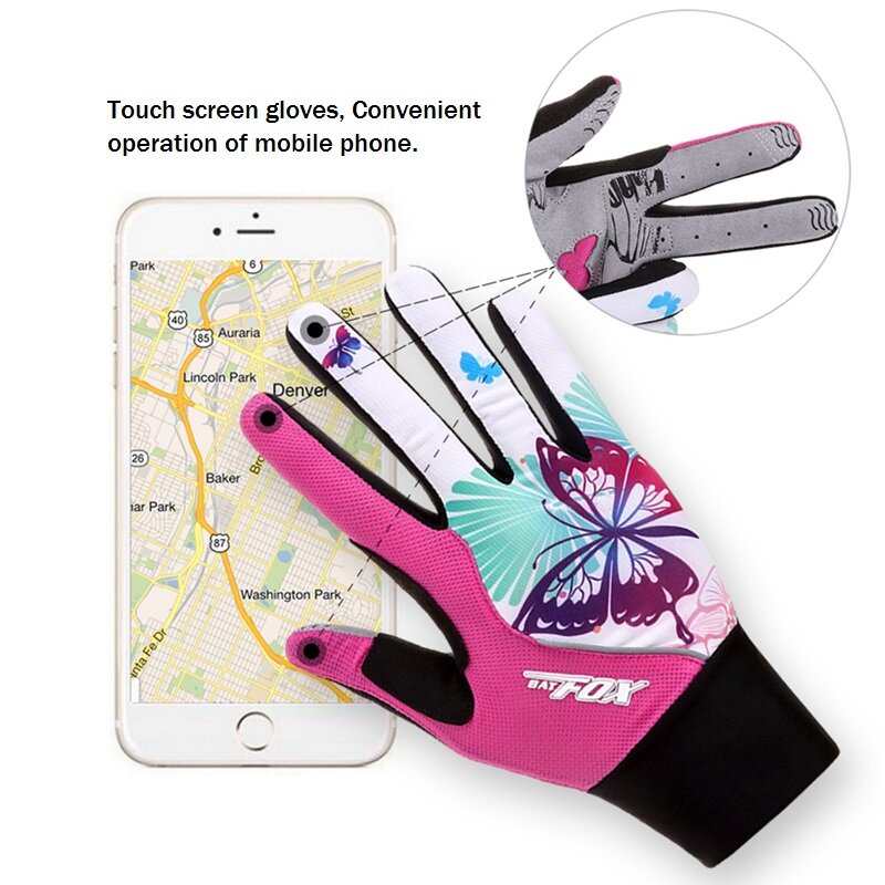 BATFOX rowerowe pełne rękawiczki damskie zimowe sportowe rękawiczki oddychające rękawiczki rowerowe gorące pełne palce MTB drogowe rękawice rowerowe różowe