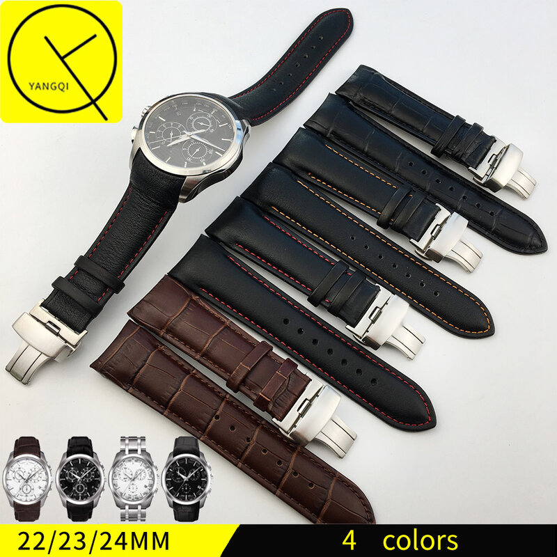 Echt Lederen Horlogeband Horloge Band Strap Voor Tissot Couturier T035 T035617/627 T035439 Horloge Band 22/23/24Mm Borstel Gesp