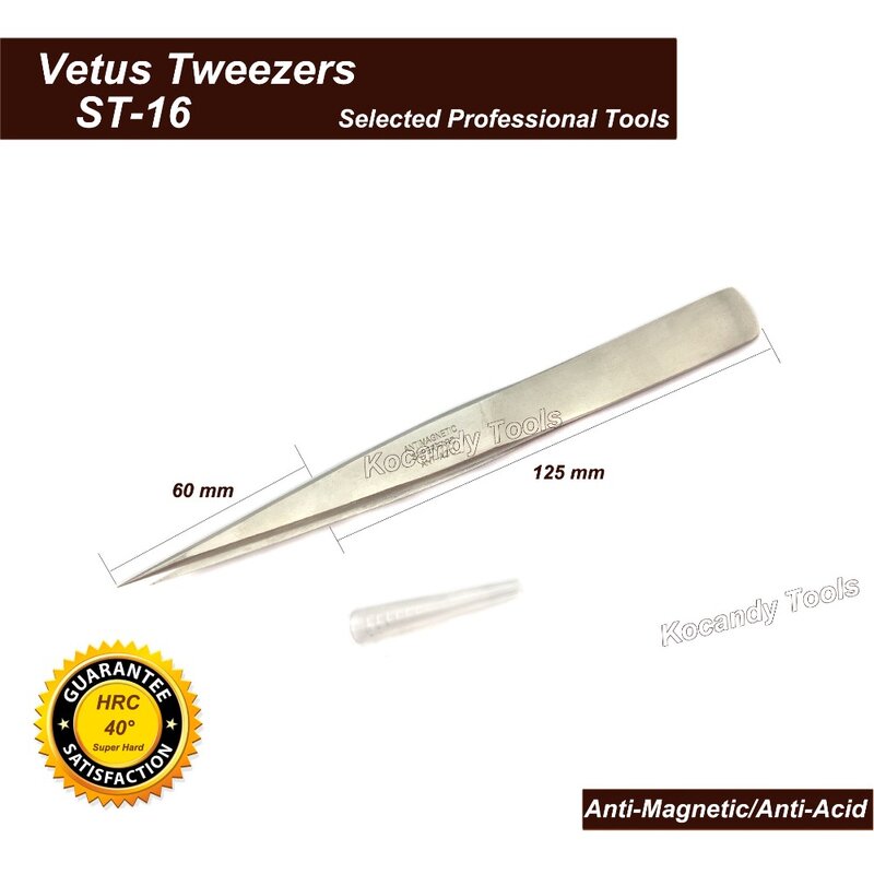 VETUS الملقط ST-16 سوبر غرامة تلميح عالية الجودة الفولاذ المقاوم للصدأ سوبر الصلب مكافحة المغناطيسي و مكافحة الحمضية الدقة ملاقط