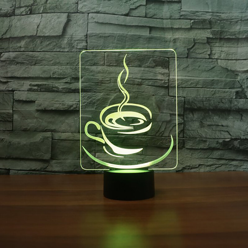 Coffee Cup Model 3D Night Light 7 Color Change LED USB Table Lamp Touch Remote Control Home Office Decorations Creative Gift Toy