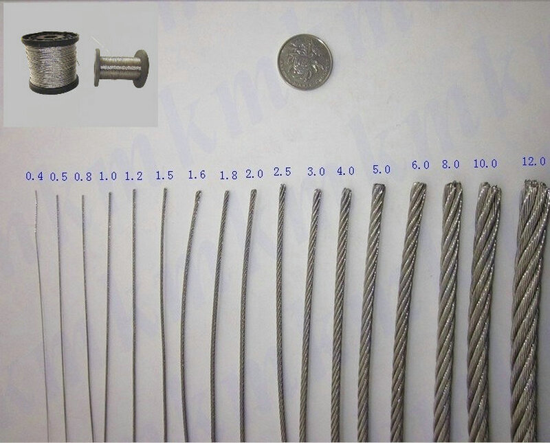 Cable de acero inoxidable 100 de alta resistencia, 316 M, estructura 7X19, Cable de 5,0 MM de diámetro