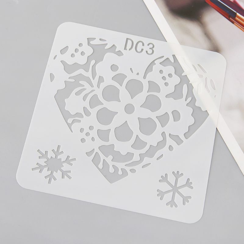 12Pcs Flower Heart Drawing Molds Plastic Children Painting Stencils DIY Paper Art Craft Card Label Scrapbook Bookmark Educationa