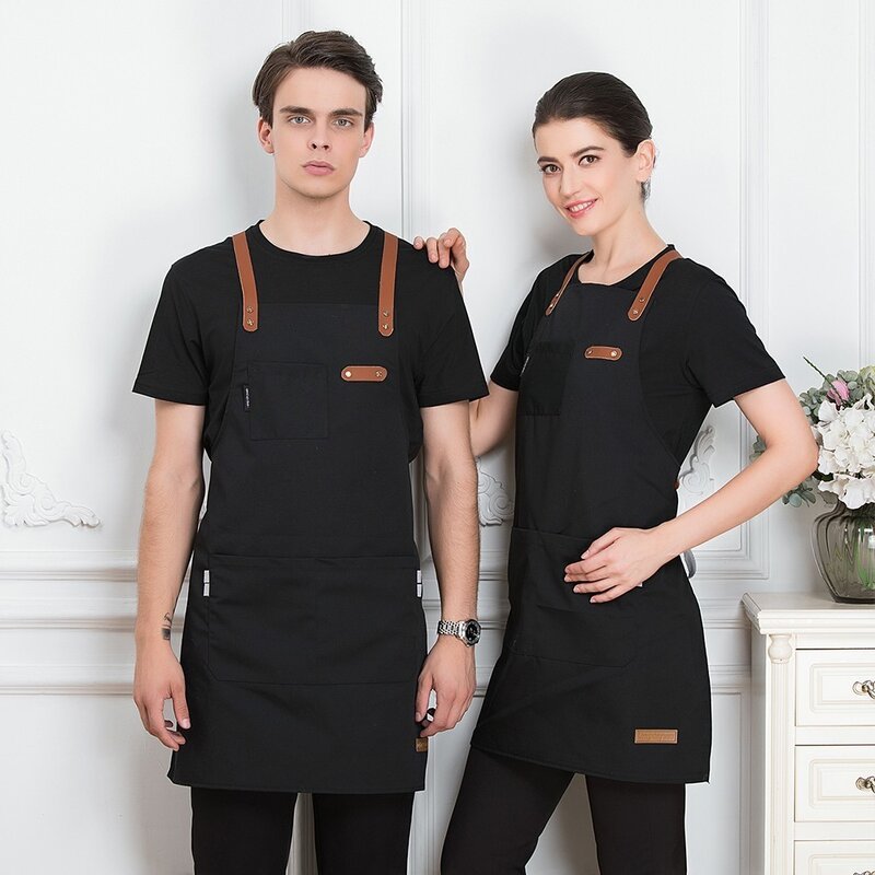 Unisex Fashion Chef Cook Kitchen Apron Coffee Shop Hairdresser Sleeveless Work Uniform Bib Work Clothing Antifouling Aprons
