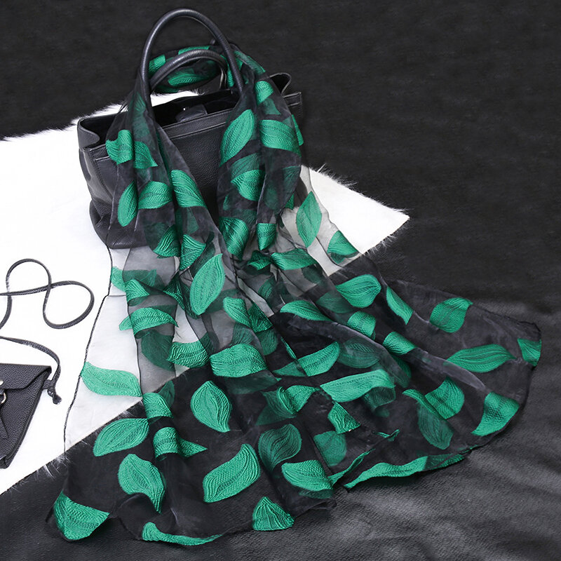 Bufanda de seda para mujer, bufanda ligera de gasa de Organza S9076