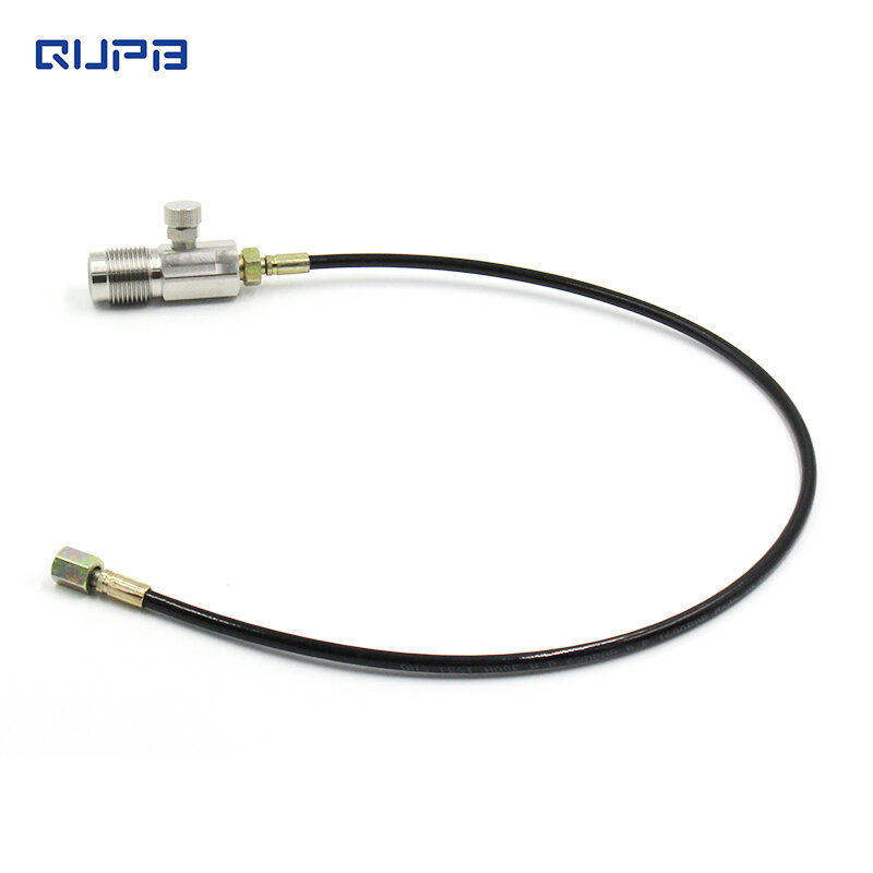 QUPB – adaptateur de remplissage d'air DIN, avec purgeur à vis, en acier inoxydable, avec tuyau en Nylon de 60CM, DIH004
