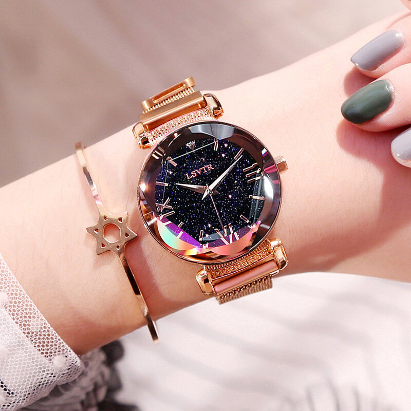 Женские часы с магнитной застежкой, розовое золото, наручные часы с римскими цифрами, 2019