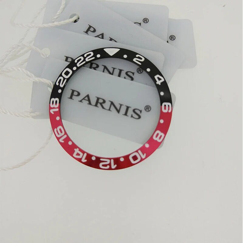 38mm Ceramic Bezel Insert for 40mm GMT Watch Oiginal aluminum Red & Black Bezel Insert for Parnis Automatic Watch  2020 PA2105