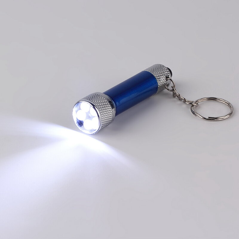 Minilinterna portátil de aluminio, llavero con cadena con llavero, 5 LED, novedad
