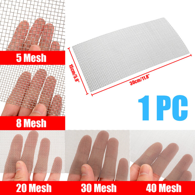 High Strength Stainless Steel Woven Cloth Screen Wire Filter Sheet 6x12'' 5/8/20/30/40 Mesh For Protective Decorative