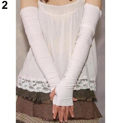 Heiße Frauen der Baumwolle UV Schutz Arm Warmer Lange Halbhand Lange Handschuhe Ärmel 8OKH