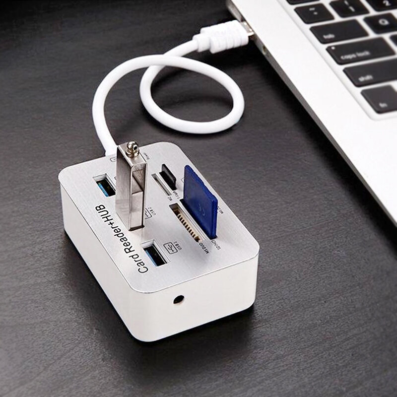 IMice-محور USB 3.0 متعدد ، قارئ بطاقة USB 3.0 مع 3 منافذ ، سرعة فائقة ، ملحقات الكمبيوتر
