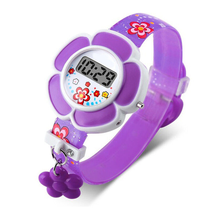 Милые детские спортивные часы с милыми цветами для мальчиков и девочек, Мультяшные детские часы, силиконовые светодиодные цифровые наручны...
