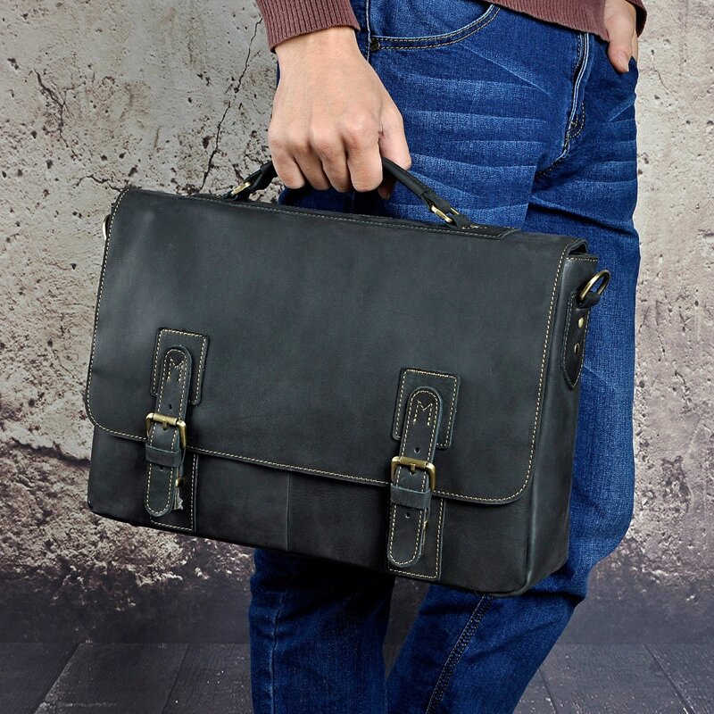 Мужской качественный кожаный деловой портфель, лучший профессиональный Исполнительный портфель для ноутбука, сумка-мессенджер 8069b