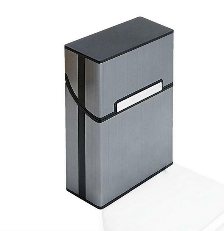 Caja de almacenamiento de cigarrillos de Metal y aluminio gris, soporte de bolsillo, para cigarros
