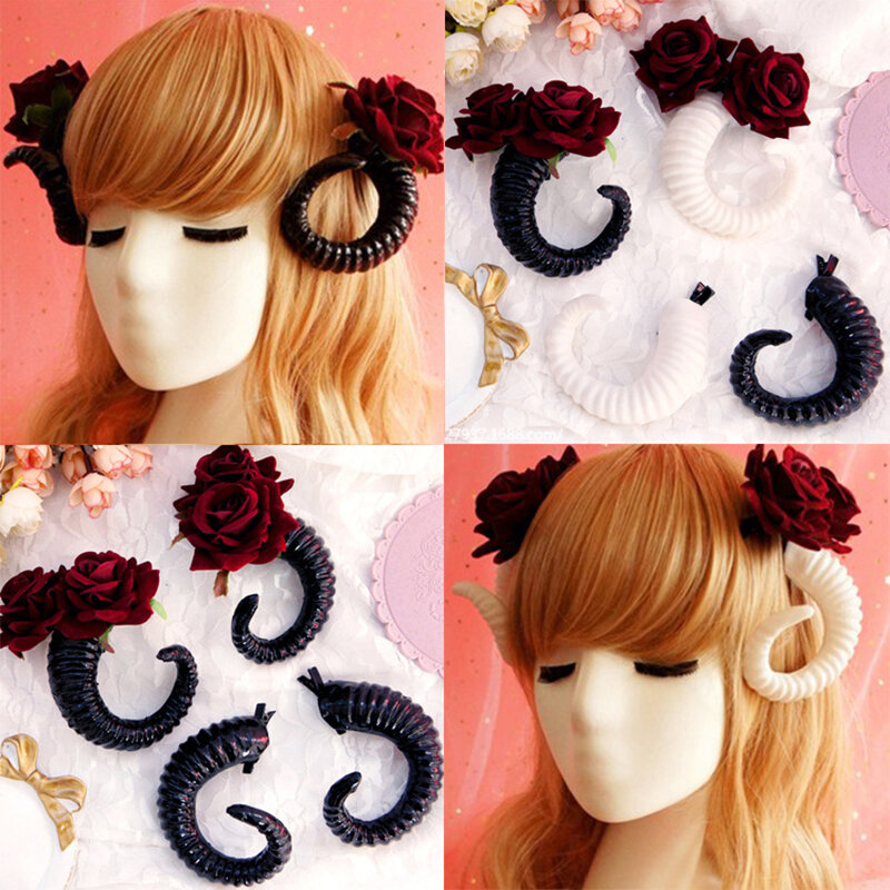 Gothic Lolita Headwear Cosplay Prop Devil horn Pога Headband Hairband Sheep Horn Hair clip