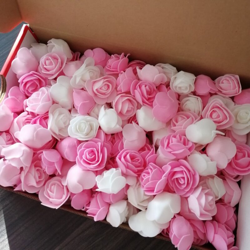 Oso de peluche de espuma de PE de 3cm, flores artificiales decorativas, ramo de rosas para el hogar, decoración de flores de boda, corona de flores falsas, 100 Uds.