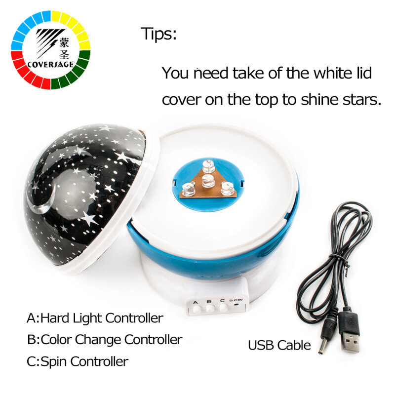 Ночной светильник Coversage, вращающийся, с проектором звездного неба, для детей, для сна, Романтический светодиодный светильник с USB-разъемом