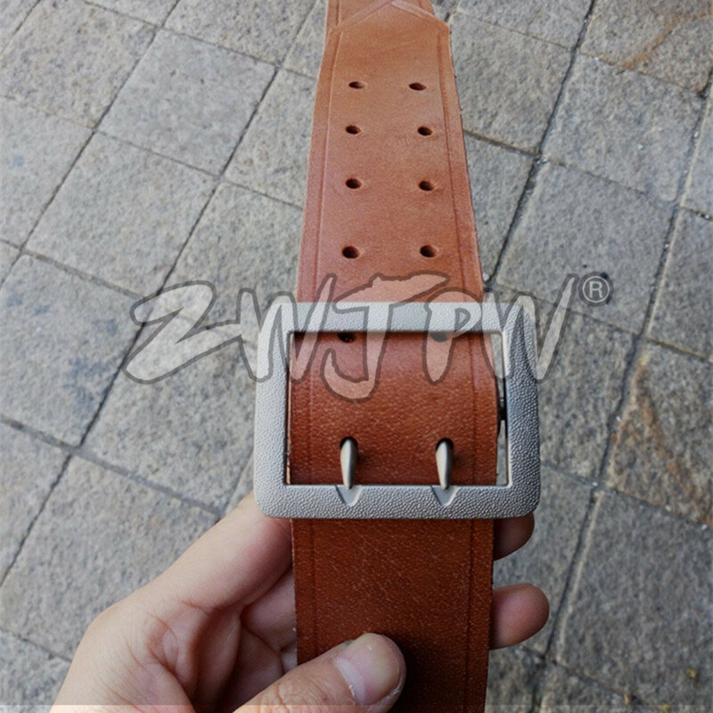 WW2 Vintage Cintura In Pelle Nera Attrezzature UFFICIALE MILITARE LUGER DE/403101