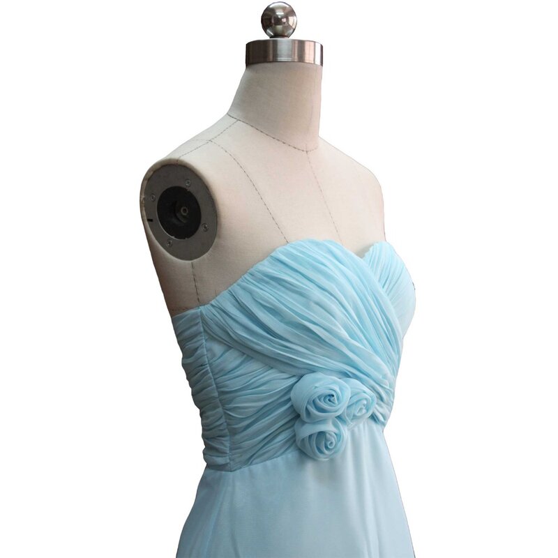 Nowy 2018 bez ramiączek szyfonu krótki Cocktail Party Prom Homecoming druhny sukienki jasnoróżowy jasnoniebieski USsize 4 6 8 10 12
