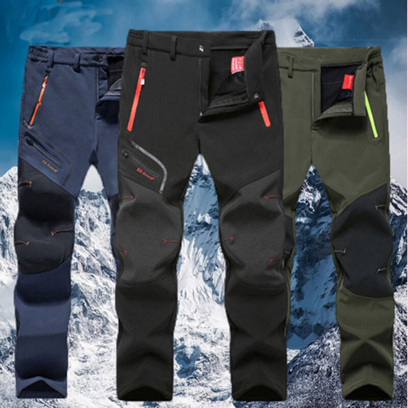 Uomo oversize Plus size inverno Softshell pile pantaloni da esterno Trekking Fish Camp arrampicata escursionismo sci pantaloni da viaggio caldi nave libera