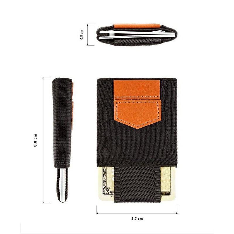 Carteira de bolso frontal minimalista magro para homem e mulher titular do cartão de crédito elástico hold 4-15 cartões com dinheiro escondido e bolso chave