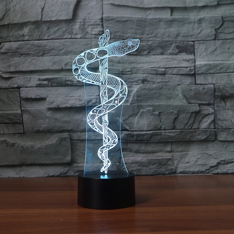 뱀 모델 3D 램프 크리 에이 티브 LED 나이트 라이트 터치 데스크탑 테이블 램프 7 색 어린이 침실 장식