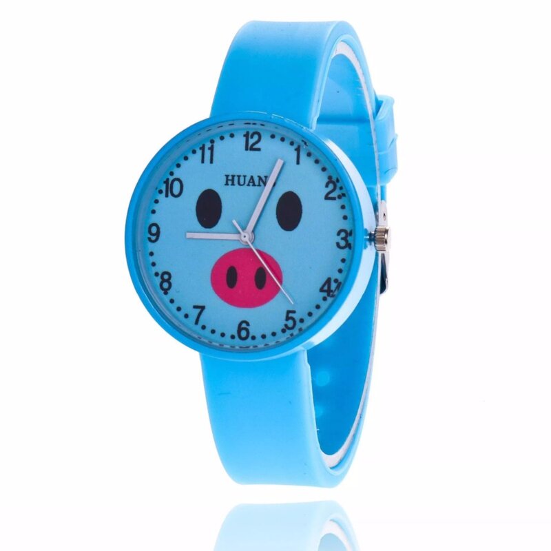 ใหม่Jellyนาฬิกาเด็กการ์ตูนน่ารักLittle Girl Piggyนักเรียนคู่เล็กสดควอตซ์นาฬิกา
