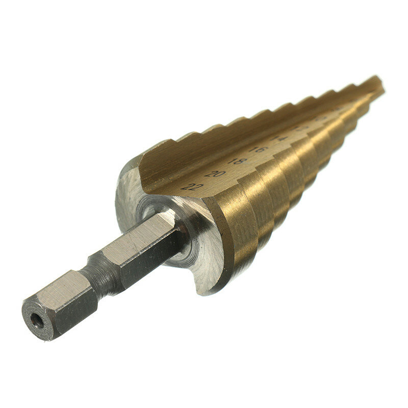 1pc hex titânio passo cone broca 4-22mm cortador de furo hss 4241 para chapa de perfuração de madeira de metal de alta qualidade ferramentas elétricas