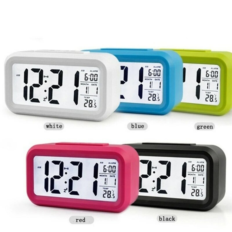 Reloj de mesa eléctrico, alarma electrónica Digital, pantalla LED grande, reloj de escritorio, calendario de tiempo de datos