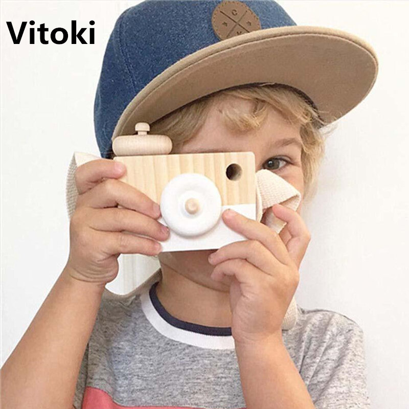 Mignon en bois appareil photo jouet Vitoki ornement pour enfants mode vêtements accessoire bleu rose blanc menthe vert violet cadeaux de noël