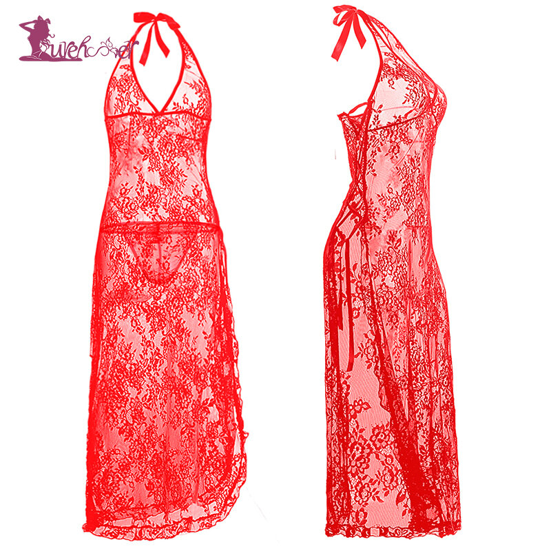 Lurehook – robe de nuit longue en dentelle pour femmes, Lingerie érotique, grande taille, Sexy