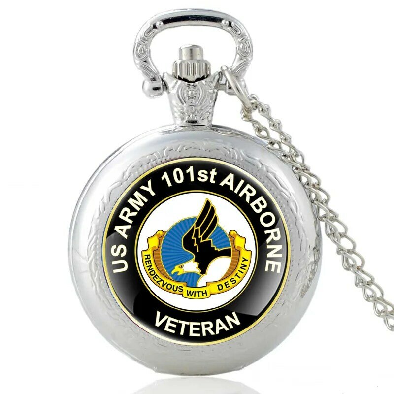 Exército DOS EUA 101st Airborne Veterano da Força Aérea de Quartzo Relógio de Bolso Do Vintage Colar Relógios