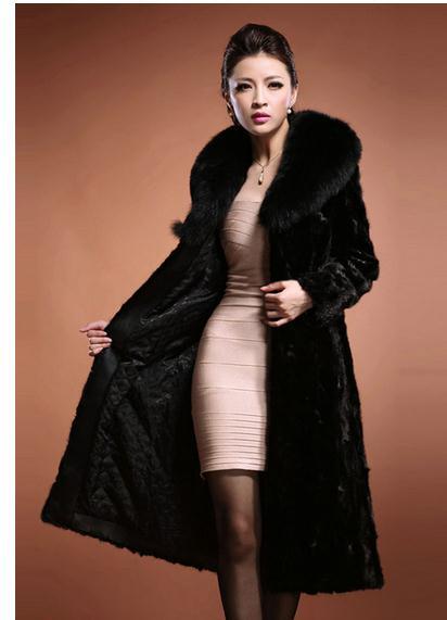 S/9XL ผู้หญิงฤดูหนาวฤดูหนาวฤดูใบไม้ร่วง X ยาว Mink Fur หญิง Faux Fur Collar เสื้อขนาดใหญ่ขนาด Man-Made ขนสัตว์ขนสัตว...