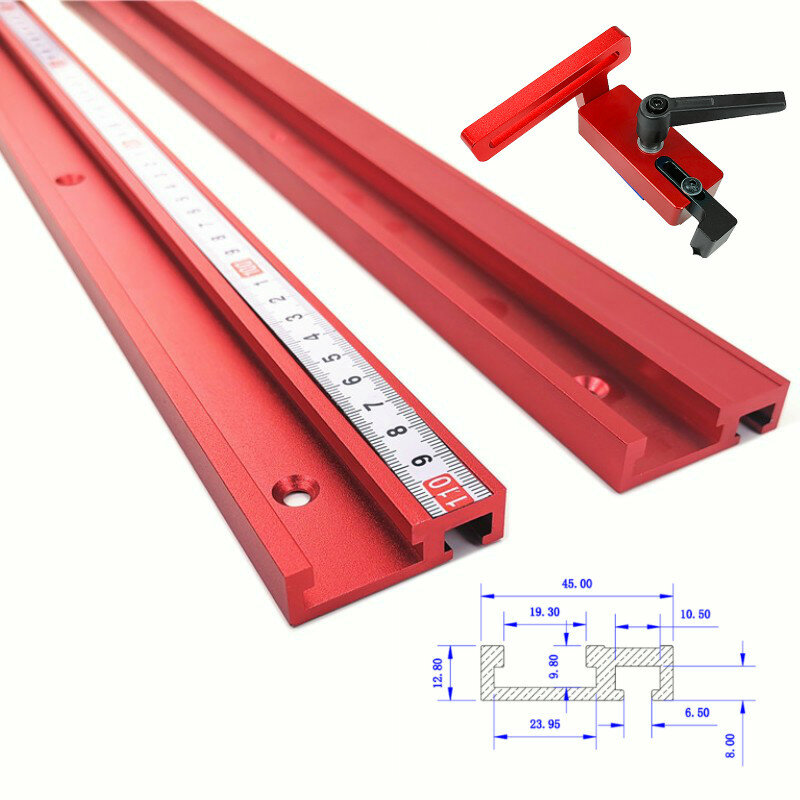 1pc rampa de liga de alumínio t-faixas modelo 45 t slot e padrão mitra faixa parar carpintaria ferramenta para bancada mesa roteador