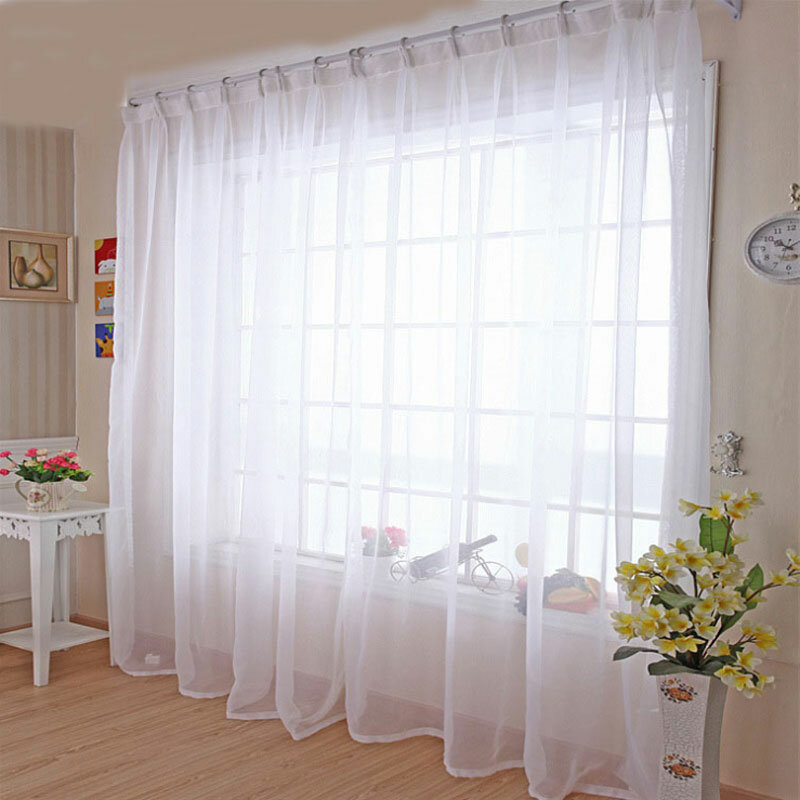 Cortinas de tul Translucidus para cocina, decoración moderna para ventana del hogar, sala de estar blanca para gasa transparente, Panel Individual, B502