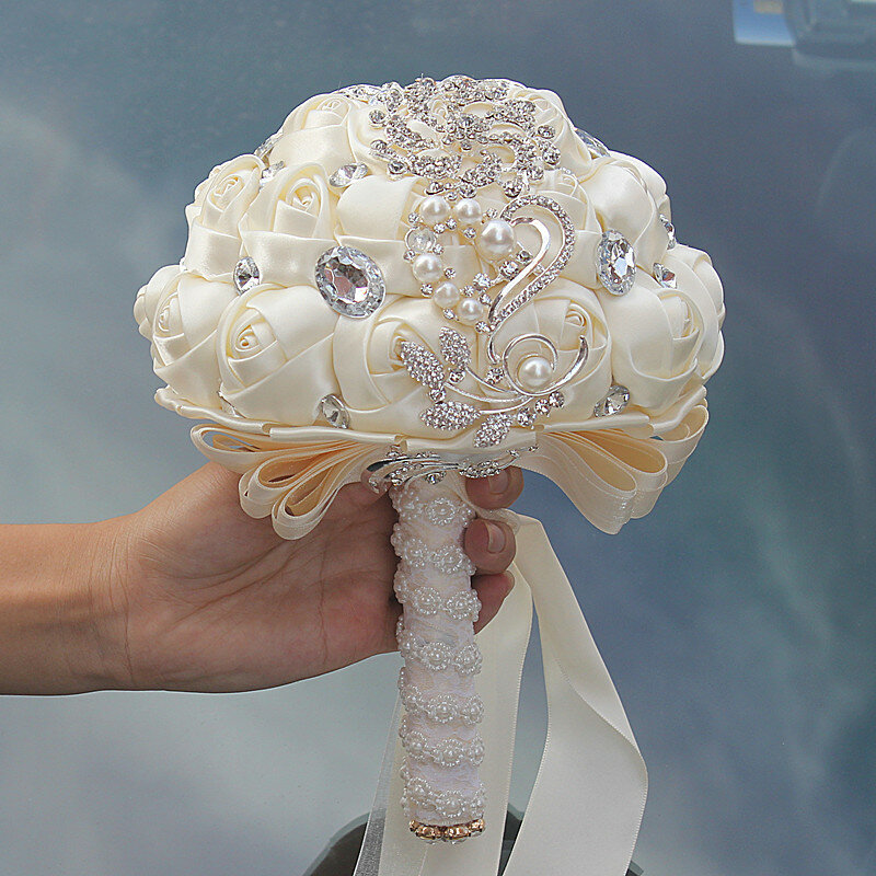 Ramos de boda artificiales de WIFELAI-A, flores hechas a mano, diamantes de imitación, dama de honor, cristal, ramo de Boda nupcial, W228