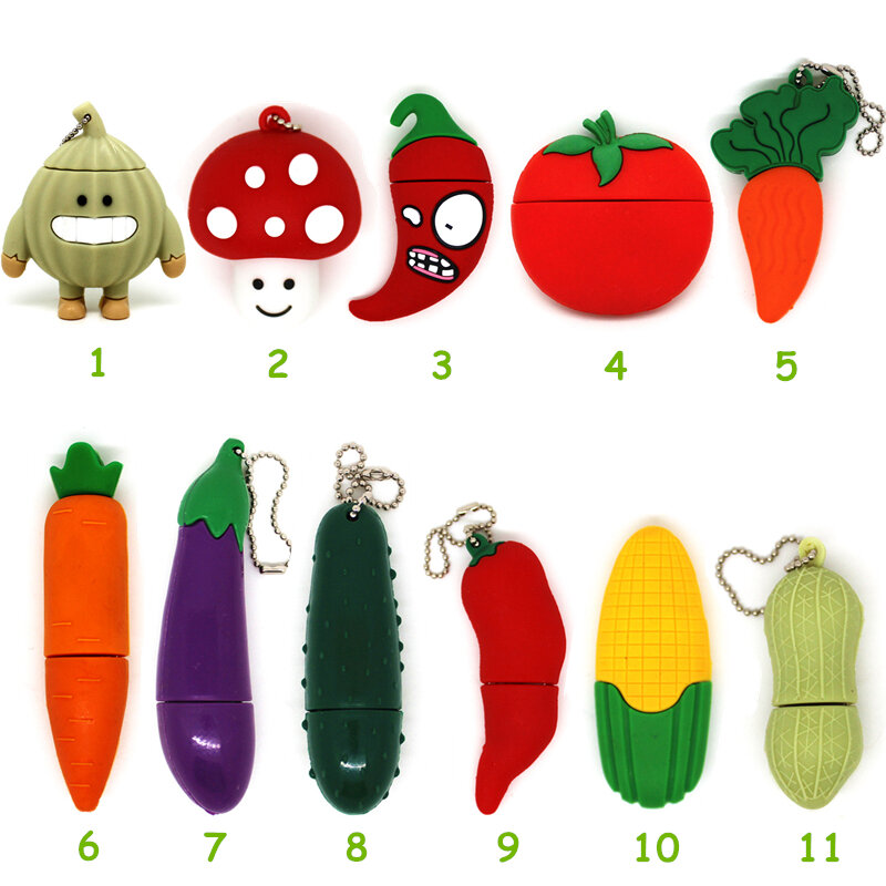 USB-флеш-накопитель с изображением овощей из мультфильмов, помидоров, натоптышей, моркови, арахиса, 4 ГБ, 8 ГБ, 16 ГБ, 32 ГБ, 64 ГБ, флеш-накопитель, U-...