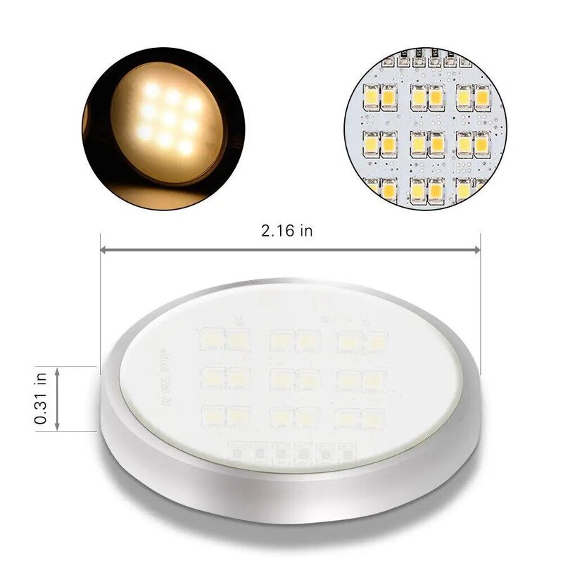 SOLLED  Under Cabinet Lighting Kit Puck Lamps Max 9W 460 Lumens Night Light for Bedroom,Closet,Display Lighting