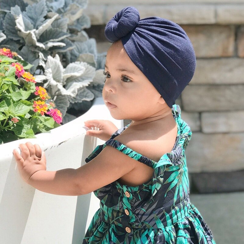 Diadema de algodón liso para niña, turbante elástico, accesorios para el cabello para bebé, 15 colores
