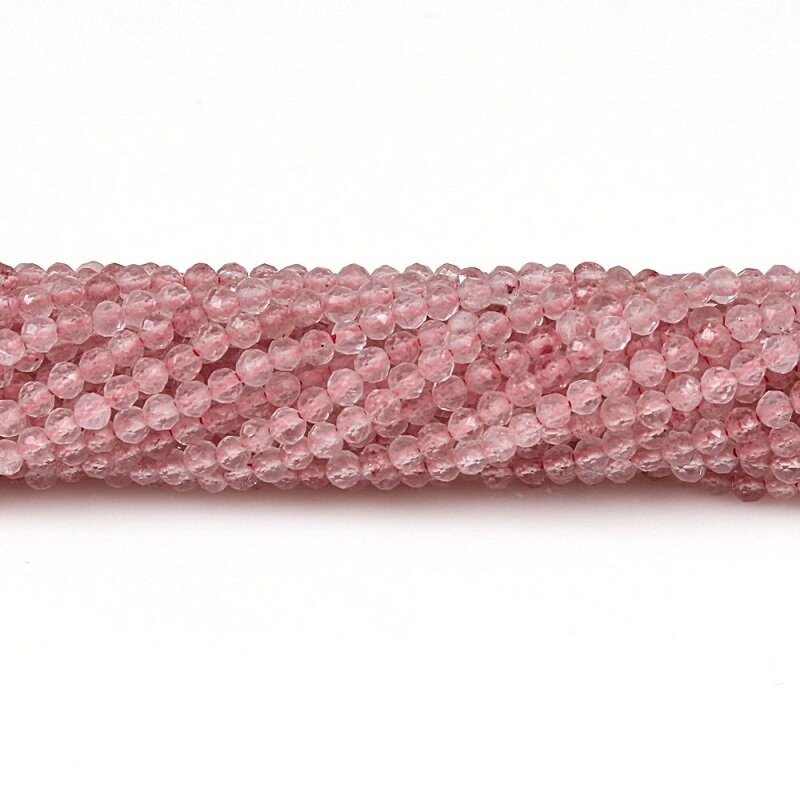 2Mm 3Mm Natuurlijke Strawberry Quartz Crystal Roze Edelsteen Facet Ronde Kralen Diy Accessoires Voor Ketting Armband Oorbel Sieraden