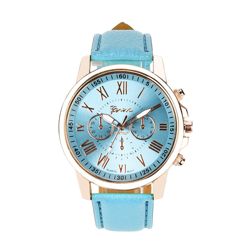 Geneva-Reloj de números romanos para mujer, pulsera de moda de cuero de imitación, reloj analógico de cuarzo, el más vendido, envío directo, 2019