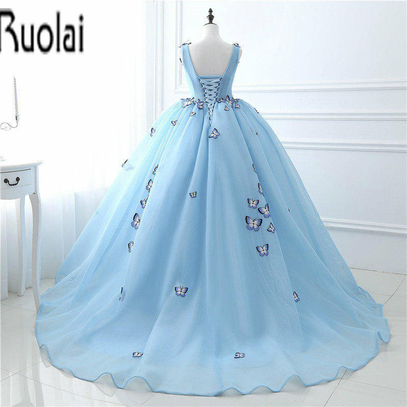 2017 In Stock New Arrival Đẹp V-Cổ Appliques Tay Tulle Bóng Gown Formal Prom Dresses Long Dresses Lace Up