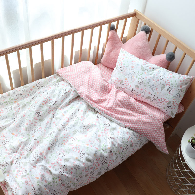 Juego de cama para bebé recién nacido, juego de cama de cuna de algodón suave con parachoques para niña, ropa de cama de lino para chico, decoración de guardería hecha a medida