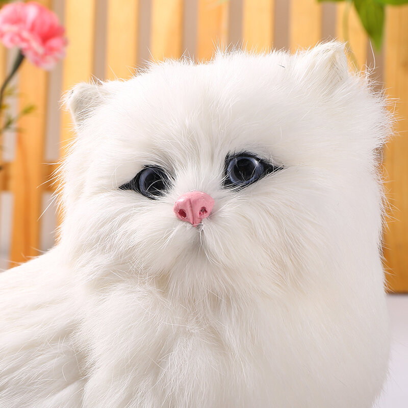 시뮬레이션 플러시 고양이 실물 crouching 동물 모델 수제 현실적인 페르시아 고양이 인형 어린이 플러시 장난감 홈 인테리어